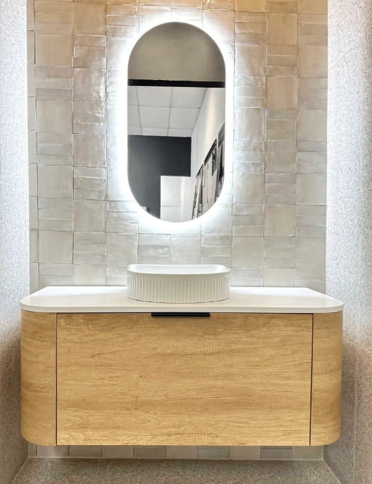 1200*460*450mm OTTI Bondi Natural Oak Cabinet Only and Stone Top Bathroom Wall Hung Vanity - HD reno