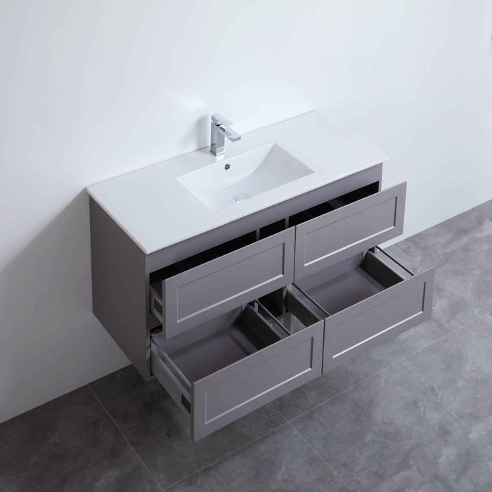 600-1500*460*560mm Matt Grey Bathroom Vanity Wall Hung Cabinet Only and Ceramic/Stone Top Available
