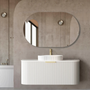 1200*460*450mm OTTI Bondi Stain White High Moisture Resistant Plywood Curve Fluted Bathroom Cabinet Wall Hung Vanity - HD reno