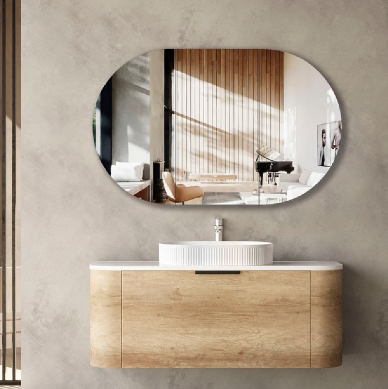 1200mm Bondi Natural Oak Wall Hung Vanity and Tall Boy and Shaving Cabinet