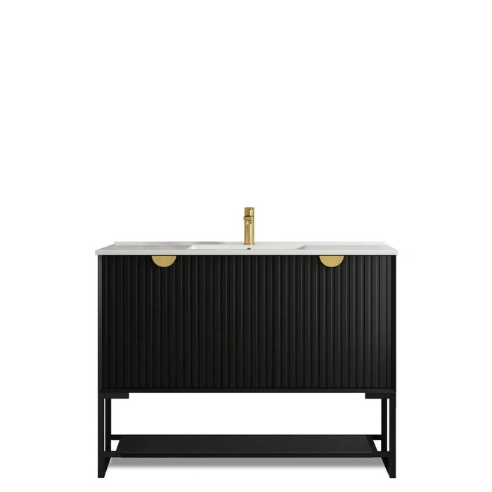 600-1500*460*840mm OTTI Marlo Matt Black Bathroom Freestanding Vanity With Legs