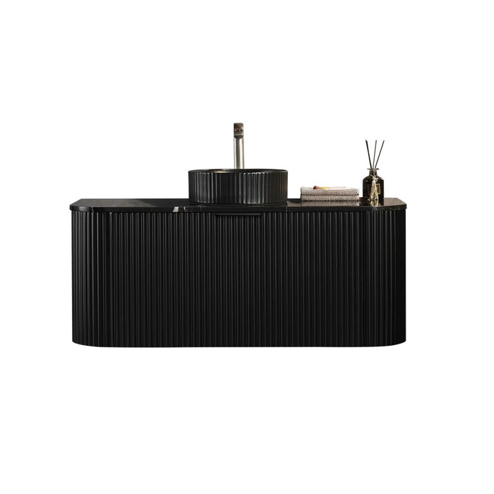 600-1800*500*470mm Poseidon Avalon Matt Black PVC Fluted Wall Hung Bathroom Vanity