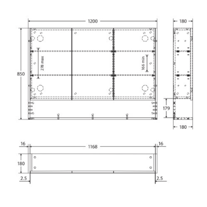 750-1200*850*180mm Fienza Industrial Copper-free Glass Rectangle Pencil Edge Shaving Cabinet With Shelf