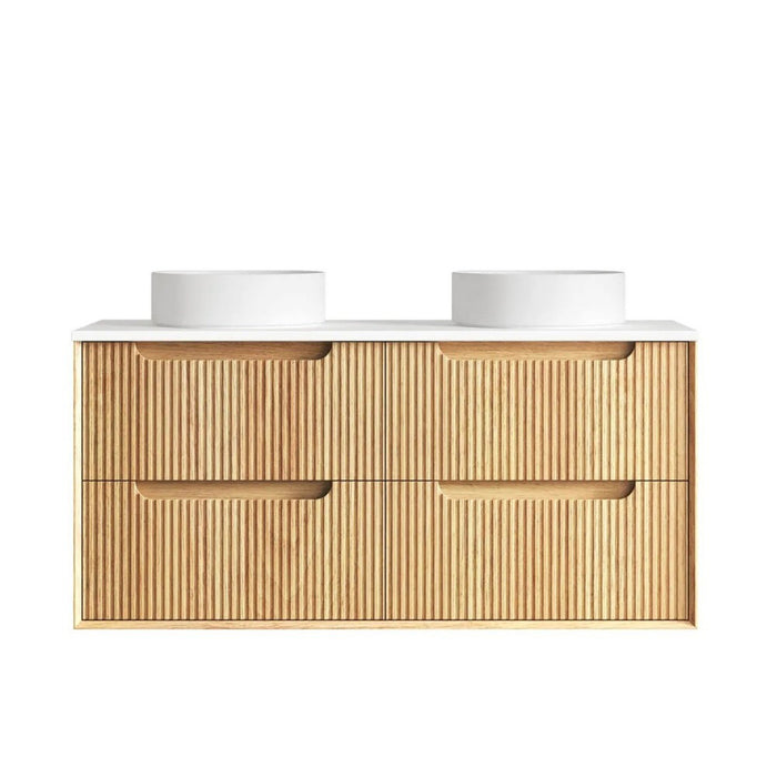 600-1800*460*550mm OTTI Byron Woodland Oak Timbergrain Fluted Bathroom Wall Hung Vanity