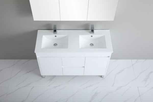 900-1800*460mm Bathroom Vanity Standard PVC Gloss White Freestanding With Kickboard Vanity