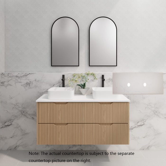 600-1800*450*550mm Bali American Oak MR Melamined Board Panel With PVC Coating Fluted Wall Hung Vanity - HD reno