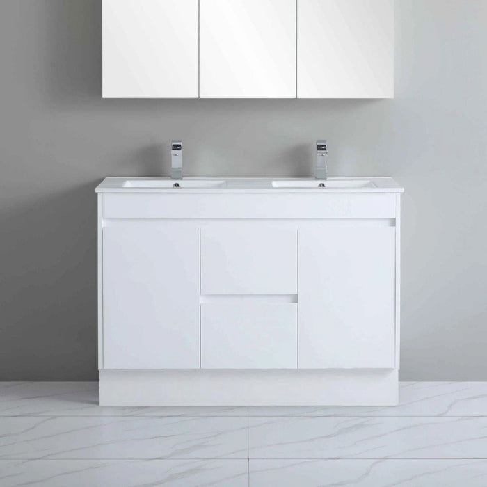 900-1800*460*880mm Standard PVC Gloss White Freestanding Vanity With Kickboard