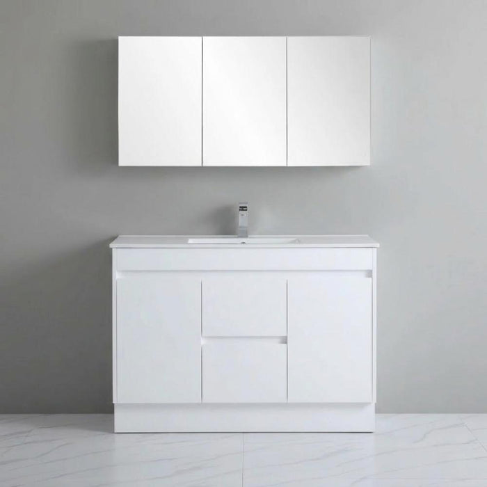 900-1800*460*880mm Standard PVC Gloss White Freestanding Vanity With Kickboard