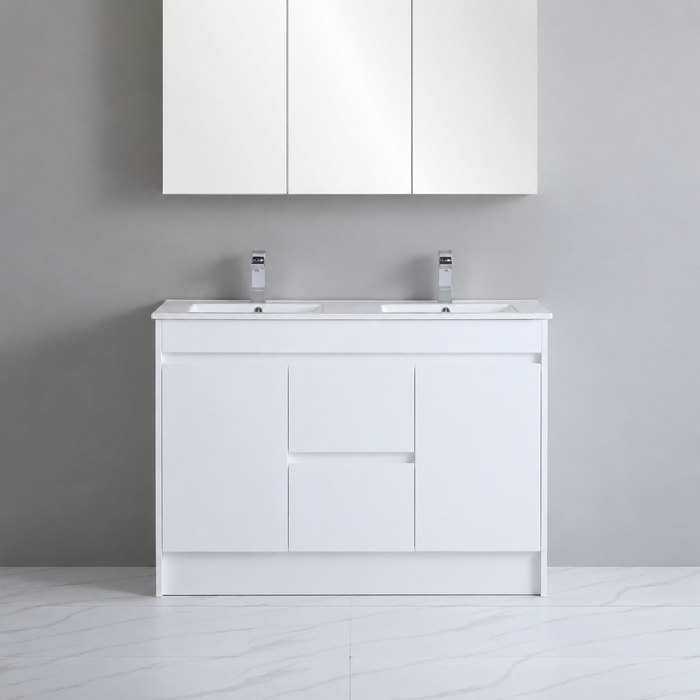 900-1800*460*880mm Standard PVC Gloss White Freestanding Vanity With Kickboard