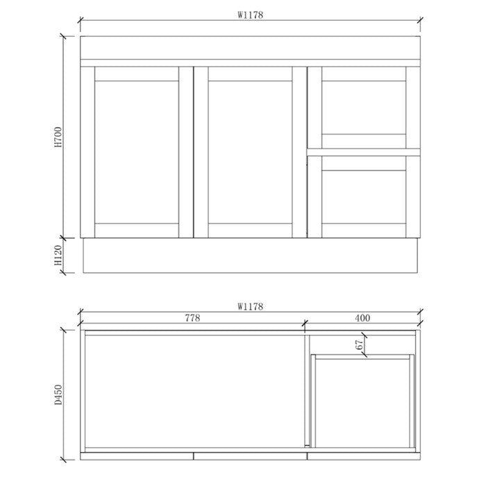 600-1500*450*820mm ABS Miami Matt White Shaker Plywood Freestanding Vanity With Kickboard