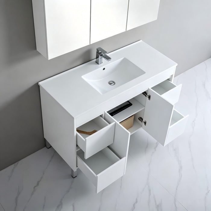 900-1800*460*880mm Standard PVC Gloss White Freestanding Vanity With Kickboard