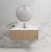 600-1800*450*400mm ABS Vienna American Oak MR Melamined Board Panel With PVC Coating Fluted Wall Hung Vanity - HD reno