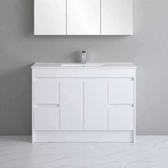 900-1800*460*880mm Standard PVC Gloss White Freestanding Vanity With Kickboard