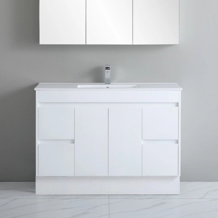 900-1800*460*880mm Standard PVC Gloss White Freestanding Vanity With Kickboard