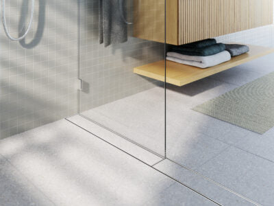 Shower Screen Support modular drainage kit with standard (1.5mm thickness) Tile Insert (Ti) grate style