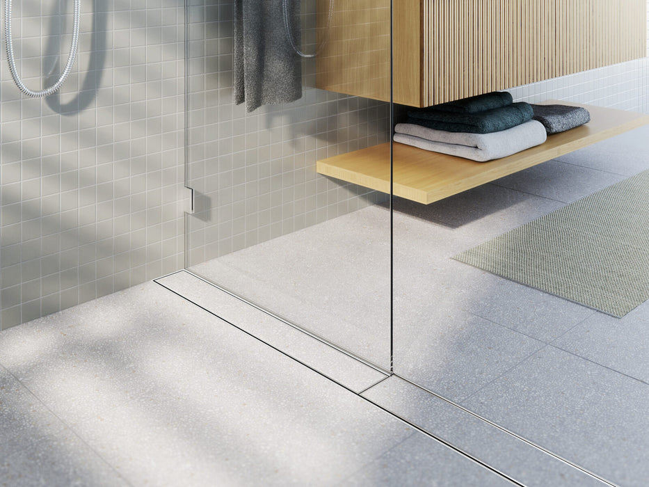 Shower Screen Support modular drainage kit with standard (1.5mm thickness) Tile Insert (Ti) grate style