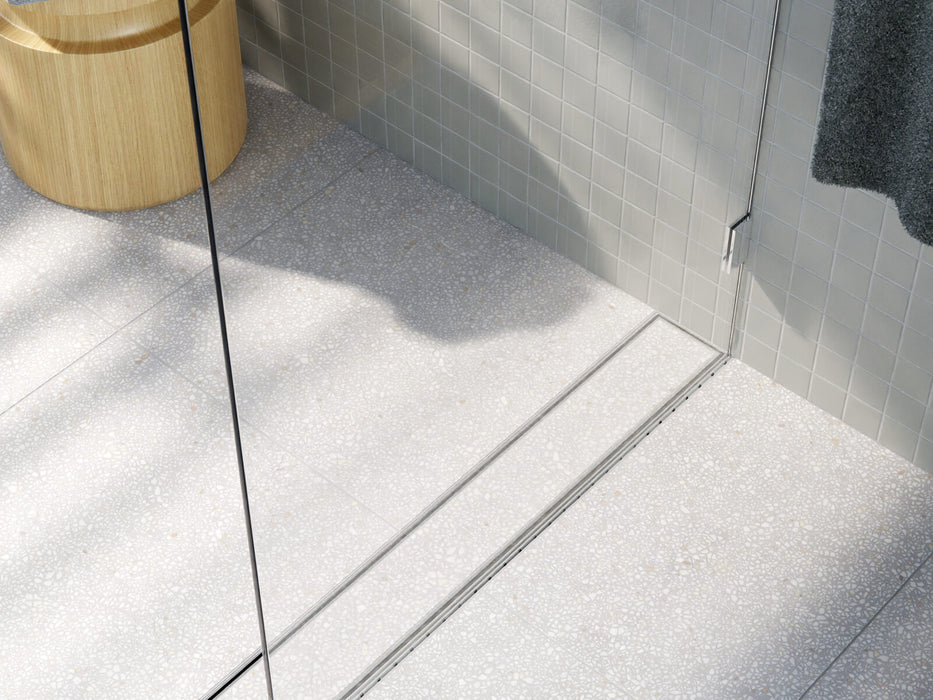 Shower Screen Support modular drainage kit with standard (1.5mm thickness) Tile Insert (Ti) grate style