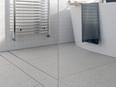 Shower Screen Support modular drainage kit with standard (1.5mm thickness) Tile Insert (Ti) grate style