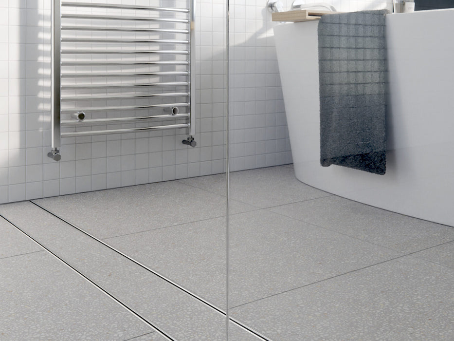Shower Screen Support modular drainage kit with standard (1.5mm thickness) Tile Insert (Ti) grate style