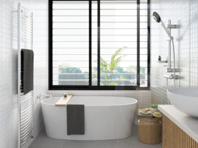 Shower Screen Support modular drainage kit with standard (1.5mm thickness) Tile Insert (Ti) grate style