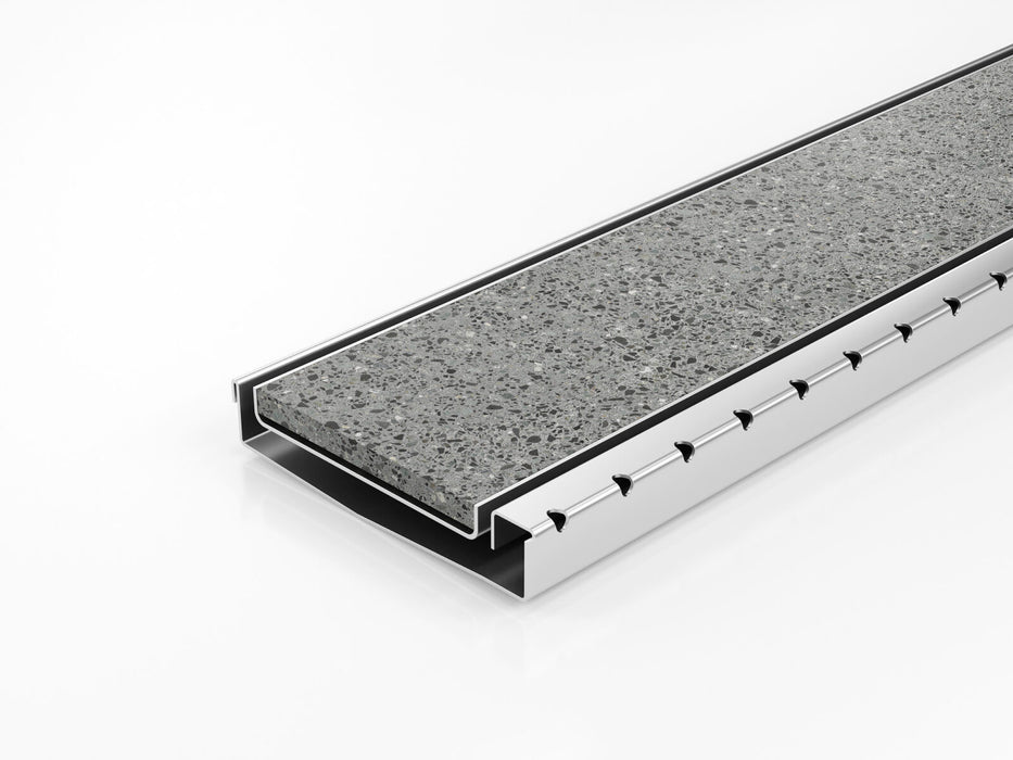 Shower Screen Support modular drainage kit with standard (1.5mm thickness) Tile Insert (Ti) grate style
