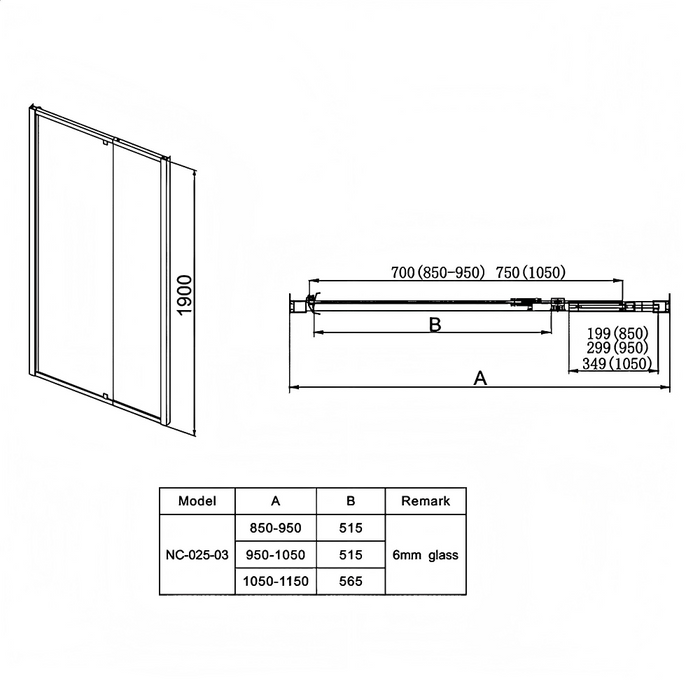 700-1470mm Covey Semi-Frameless Wall To Wall Pivot Door 6mm Tempered Glass Shower Screens - 1900mm Height