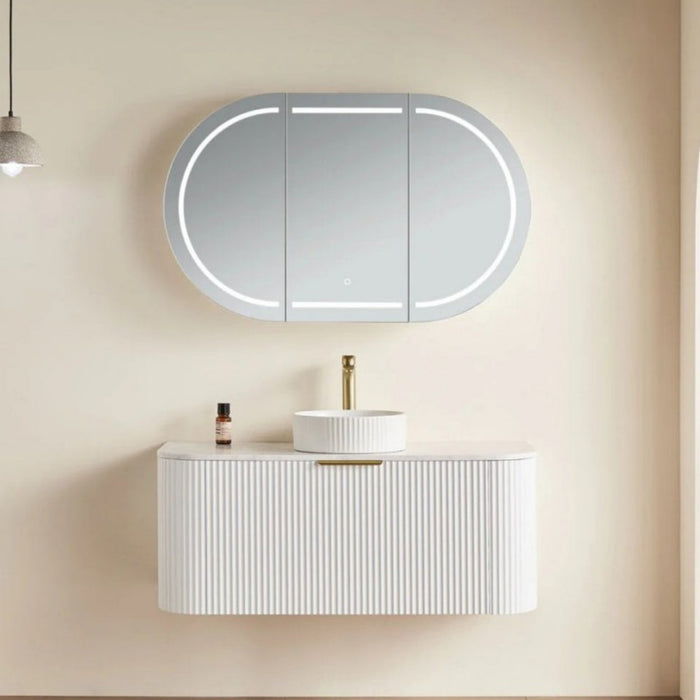 900/1200/1500mm Poseidon LED Olivia Oval Copper-free Polyurethane Shaving Cabinet