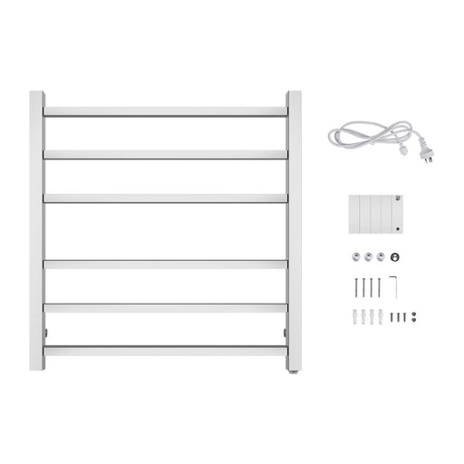 6 Bars Square Chrome Stainless Steel Electric Heated Towel Rack - HD reno