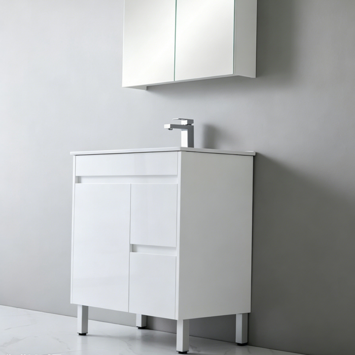 600-750*460*880mm Poseidon Standard With Legs PVC Gloss White Freestanding Vanity