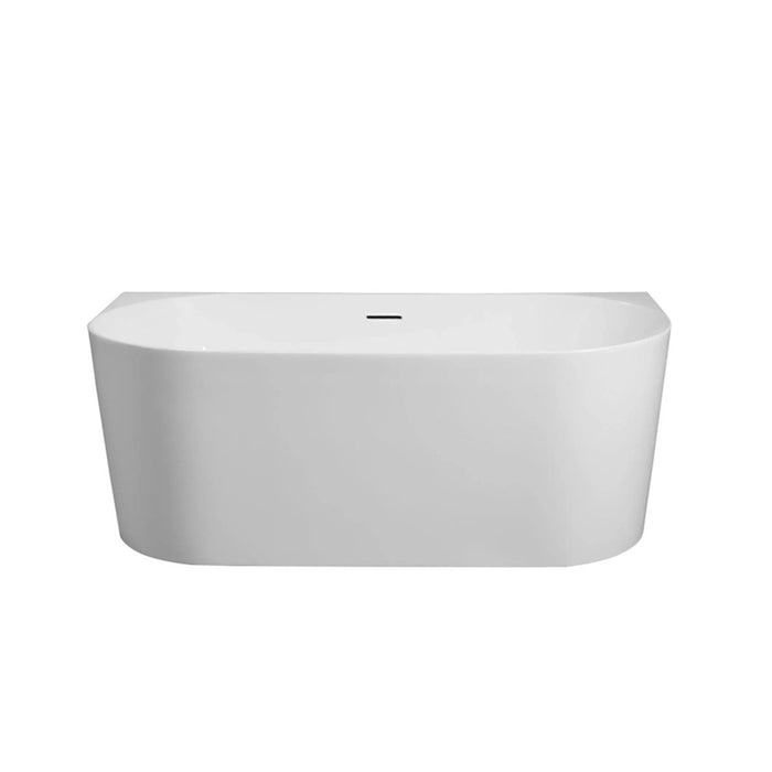 1200/1400/1500/1700mm Mercio Musen Gloss White Oval Ultra-Thin Back To Wall Bathtub