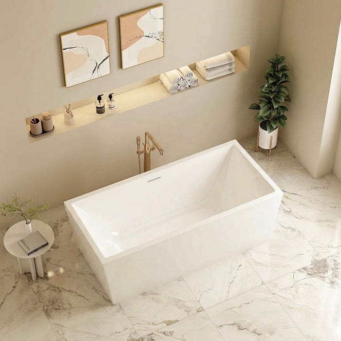 1300/1400/1500/1700mm Mercio Orta Gloss White Rectangle Multi-Fit Freestanding Bathtub