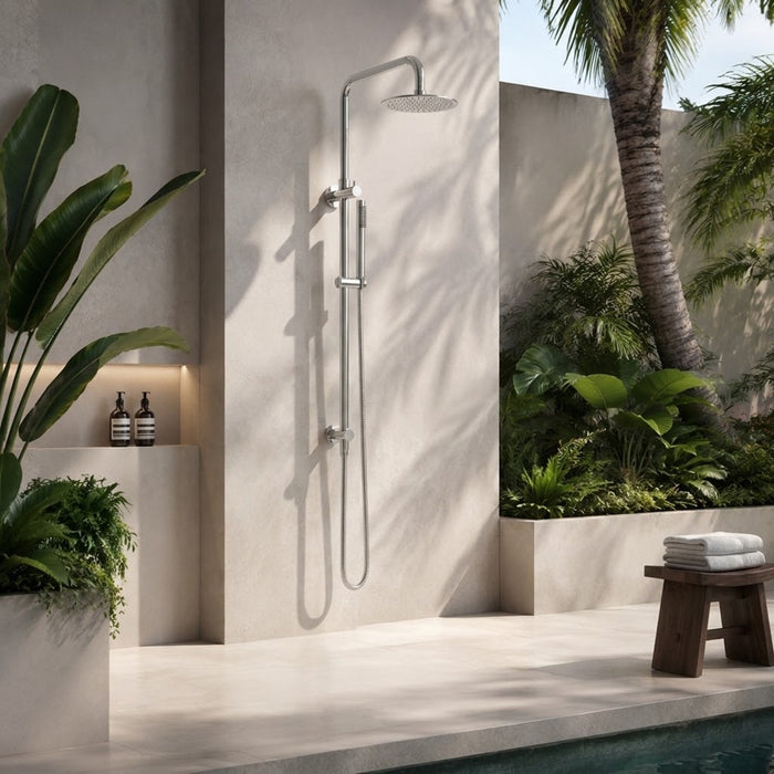 Linkware Elle 316 Stainless Steel Outdoor Twin Shower on Rail