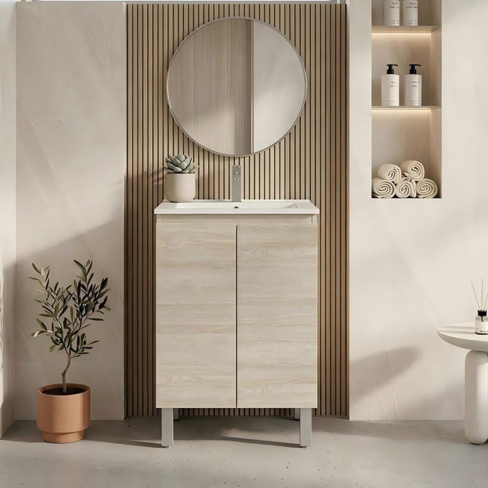 600-1800*460*880mm Poseidon Nordic Classic Oak Standard With Legs PVC Freestanding Vanity