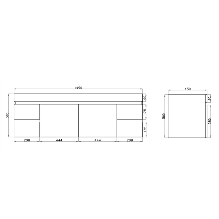 600-1200*500*450mm Poseidon Berge Dark Oak MDF Wall Hung Vanity