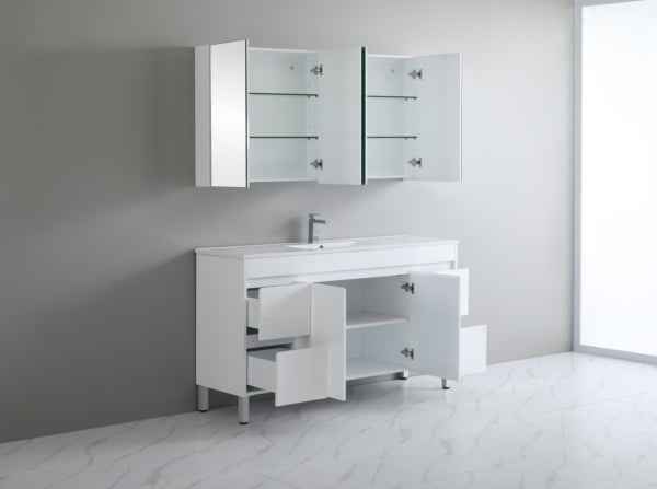 900-1800*460mm Bathroom Vanity Standard PVC Gloss White Freestanding With Legs Vanity