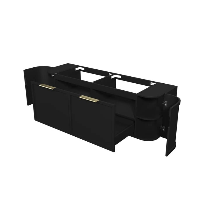 600-1800*452*450mm OTTI Hampshire Stain Black High Moisture Resistant Plywood Curve Wall Hung Vanity