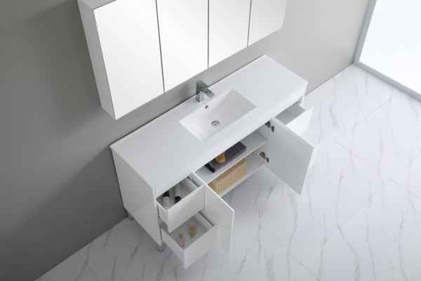 900-1800*460mm Bathroom Vanity Standard PVC Gloss White Freestanding With Kickboard Vanity