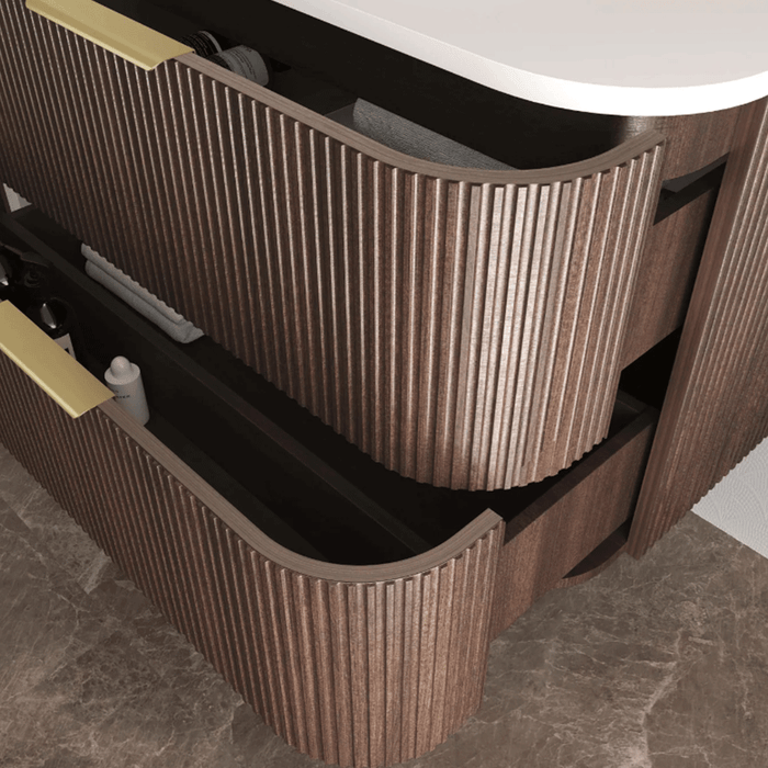 600-1800*490*550mm Otti Havana Sable Walnut Fluted Curve Wall Hung Vanity
