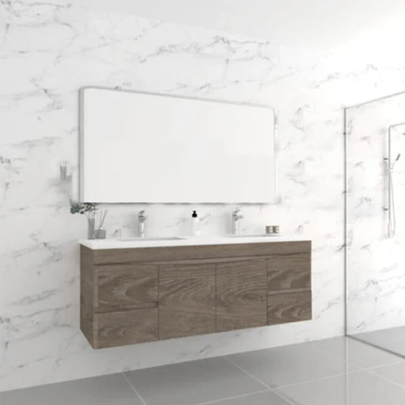 750-1500*450*820mm ABS Forest Timber DV Series Dark Oak MDF Curved Edges Wall Hung/Freestanding Vanity