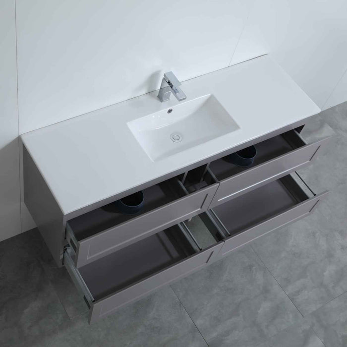 600-1500*460*560mm Matt Grey Bathroom Vanity Wall Hung Cabinet Only and Ceramic/Stone Top Available