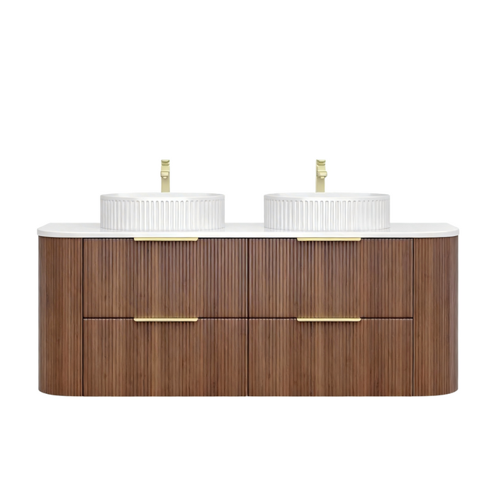 600-1500*500*550mm Poseidon CETO Artis Prime Oak PVC Fluted Curved Wall Hung Vanity