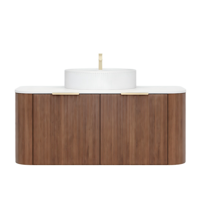 600-1500*500*470mm Poseidon CETO Artis Prime Oak PVC With Inner Drawer Fluted Curved Wall Hung Vanity