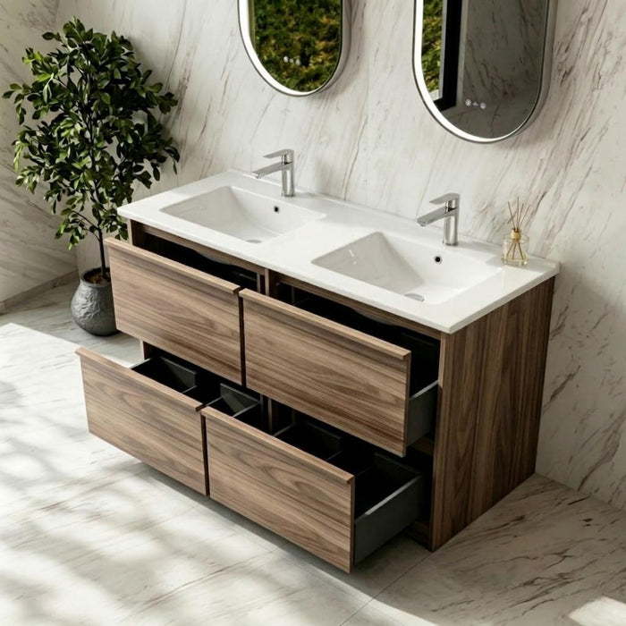 600-1500*455*830mm Mercio Bella Notaio Walnut Freestanding Vanity