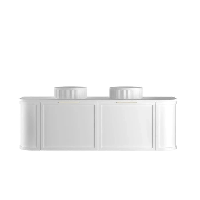 600-1800*452*450mm OTTI Hampshire Stain White High Moisture Resistant Plywood Curve Wall Hung Vanity
