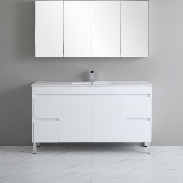 900-1800*460mm Bathroom Vanity Standard PVC Gloss White Freestanding With Kickboard Vanity - HD reno