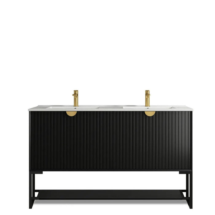 600-1500*460*840mm OTTI Marlo Matt Black Bathroom Freestanding Vanity With Legs