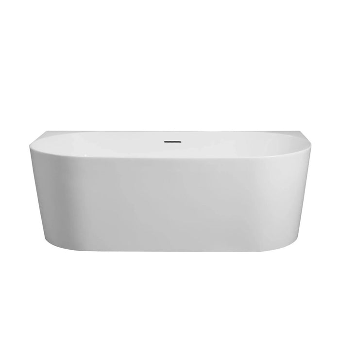 1200/1400/1500/1700mm Mercio Musen Gloss White Oval Ultra-Thin Back To Wall Bathtub