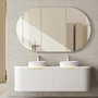 1500*460*450mm OTTI Bondi Stain White High Moisture Resistant Plywood Curve Fluted Bathroom Cabinet Wall Hung Vanity - HD reno