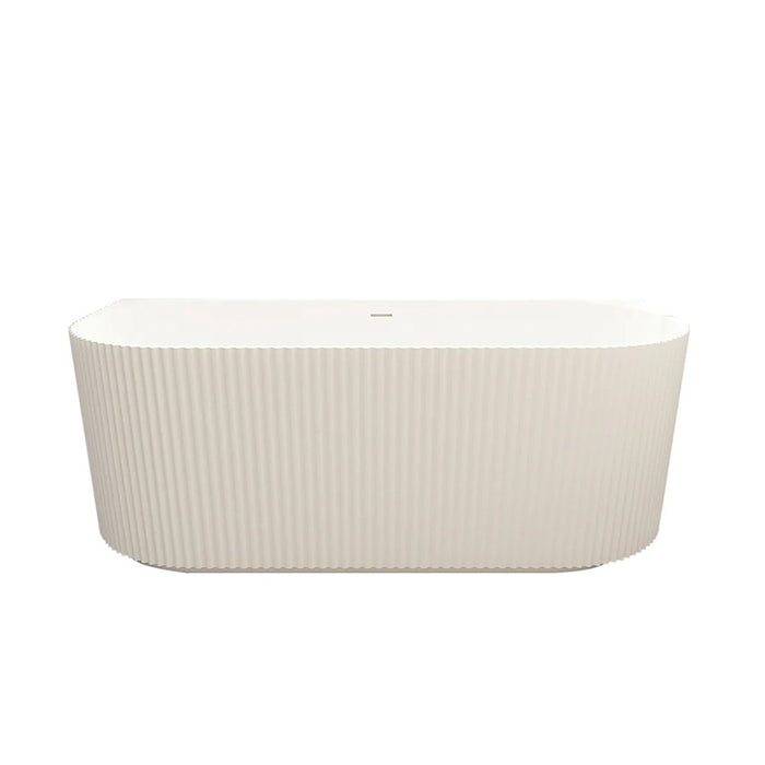 1500/1700*800*580mm Mercio Rose Matt White Oval Fluted Back To Wall Bathtub