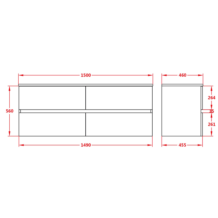 600-1500*460*560mm Poseidon Stella Walnut PVC Bathroom Wall Hung Vanity